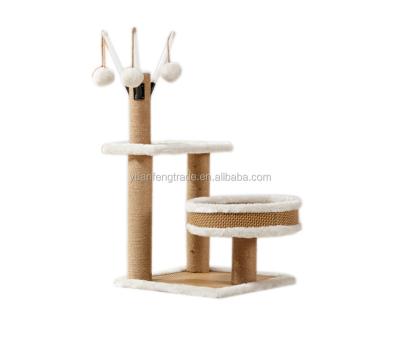 China Rattan Sustainable Mat Cat Tree Summer Cat Bed and Scratch Posts Activity Furniture for Cat Cooling for sale