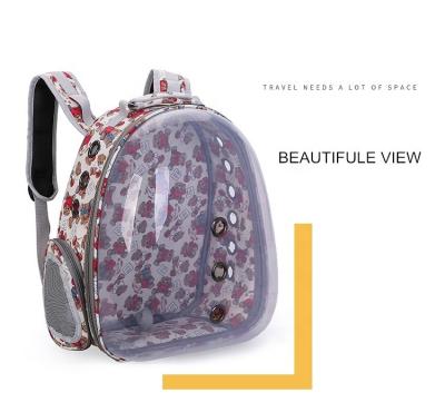 China Breathable Transparency Floral Pet Carrier Bag Pet Carrier Travel Backpack Outdoor for sale