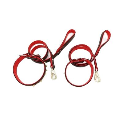 China Leading Manufacturer 2cm Red Color Dog Viable Adjustable Leather Dog Walking Leash for sale