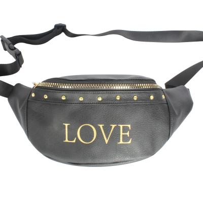 China PVC Printing Mini Waist Bag Black With Golden PVC Unisex Pillow for sale