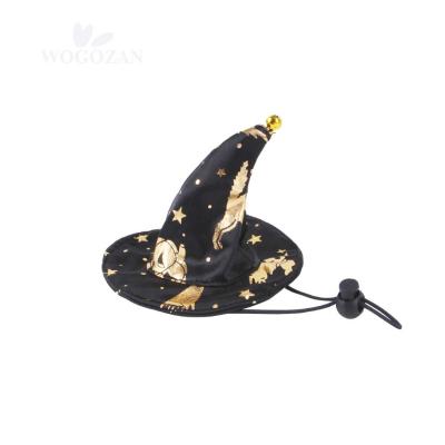 China New Trend Viable Cat Hat Cloak Black Gold Printing Decoration Clothes Set Dog Halloween Costume Pet Clothes for sale