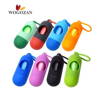 China Wogozan Viable Outdoor Silicone With Colorful Pet Waste Bag Holder Poop Bag Dispenser Hook Pill Type Dog for sale