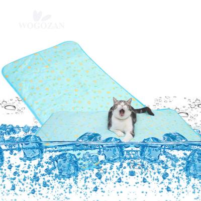 China Travel Wogozan New Arrival Cooling Mat Dog Cat Soft Ice Silk Portable Washable Breathable Pet Cooling Mat For Dog Cooling Mat for sale