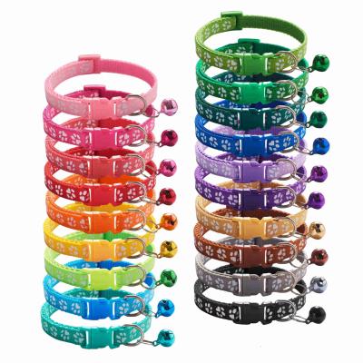 China Hot Stocked Dog Cat Collar Para Gatos With Bell From Cat Paw Printing Multi Colors Wholesale From Sale Collar for sale