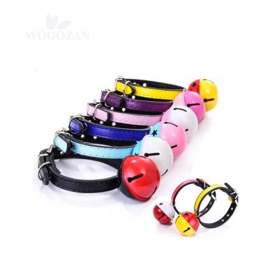 China Cute Viable Wogozan Pet Collar Leather Dog Chosen Large PU Cat Dog Bell Collar Custom Multi Colors for sale