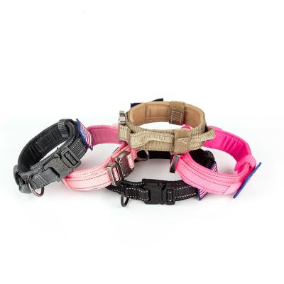 China Army Stocked Personalized Dog Collar With Handle Metal Explosion Proof Heavy Duty Military Buckle Tactical Dog Collar for sale