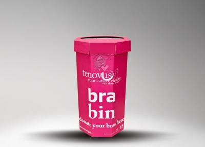 China Eco-friendly Cardboard Dump Bins Display In Pink And Clear Write Printing, Corrugated Bins For Supermarket for sale