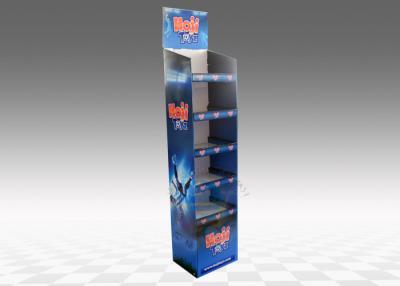 China Corrugated Cardboard Display Stand , Blue 5 - tier Paper shelf Stand for sale