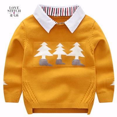 China Anti-pilling Wholesale factory price latest design jacquard kids fancy sweater with collar for sale