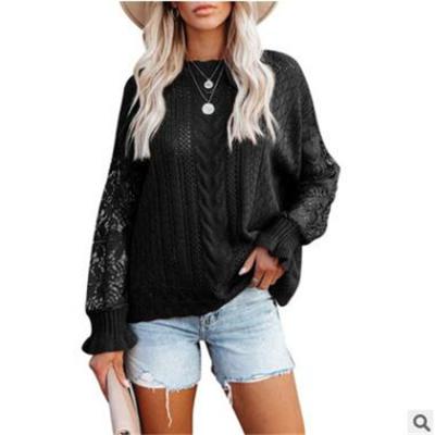 China Autumn Winter Sweater Hollow Out 2021 Breathable Lace Up Long Quilted Knitted Sweater Sleeve For Women New Style Pullover Sweaters for sale