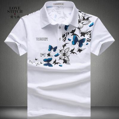 China Anti-pilling in the current best selling digital butterfly print design men's polo shirt T-shirt with button for sale