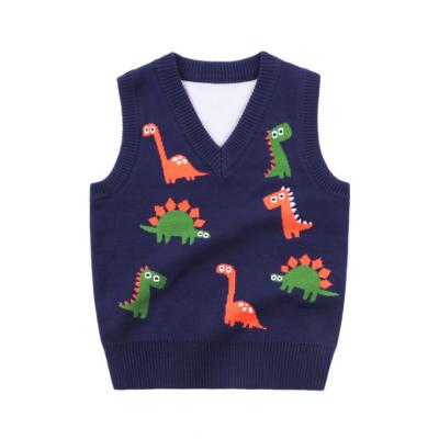 China 2021 Spring Children's Wear V-Neck Cotton Print Kids Knitted Vest Custom Anti-Wrinkle Vest Top For Boy for sale