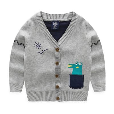 China Wholesale Breathable Kids Clothing Best Price Modern Design Pattern V-Neck Cartoon Flat Knit Sweater For Boy for sale