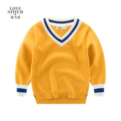 China Anti-pilling Soft V-Neck Fashion Toddler Boy Knitted Sweater Custom Made For Autumn Winter Kid Boy Knitted Outdoor Pullover Top Sweater for sale