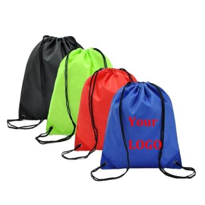 China Eco-friendly Nylon Custom Printing Polyester Drawstring Bag Reusable Gym Sports Bag for sale