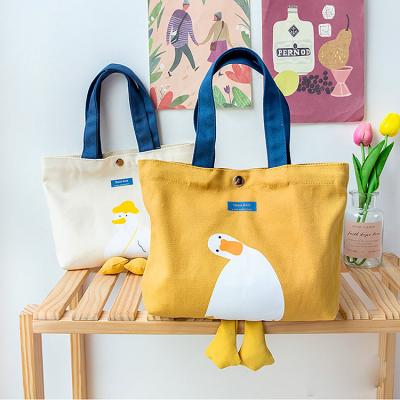 China White Eco-Friendly Eco-Friendly Canvas Wholesale Customer Bags Two Compartments Custom Logo Large Duck Canvas Tote Bag for sale