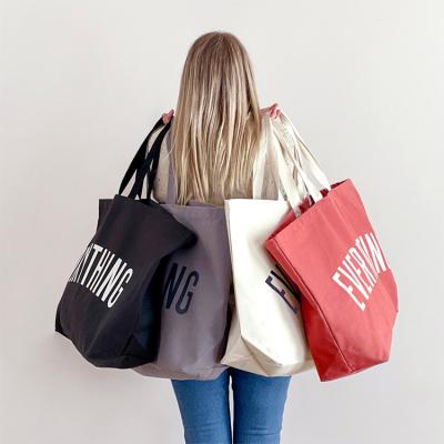 China Custom Made Durable Printed Recycle Simple Organic Cotton Canvas Tote Bag Bulk Large Reusable Shopping Bag With Logo for sale