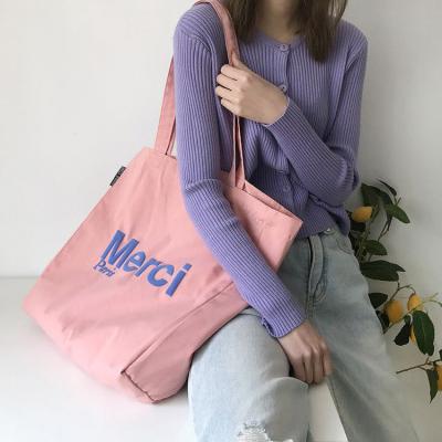 China Sustainable Eco-friendly Logo Printed High Quality Organic Cotton Canvas THANK YOU Tote Bag Beach Shopping Bag For Girl for sale