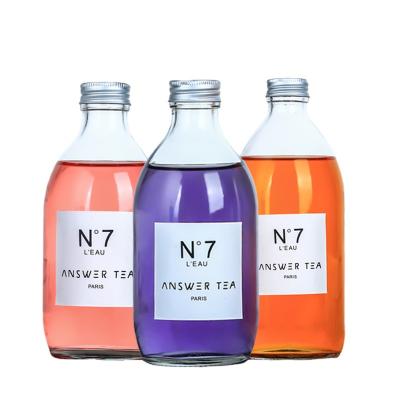 China Wine Packing Bottles 300ml 500ml Fruit Juice Milk Wine Glass Bottle Juice Bottle Mineral Water Glass Sealed Jar for sale