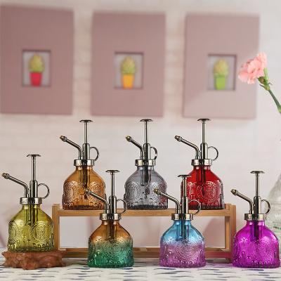 China European wholesale pumpkin glass watering can color retro small manual pressure jet bottle sprayer for sale