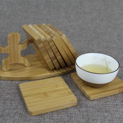 China Sustainable Wooden Coaster Bamboo Tea Coaster Set for sale