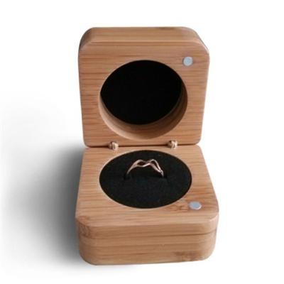 China China Custom Laser Engraved Small Wooden Bamboo Magnetic Jewelry Gift Box for sale