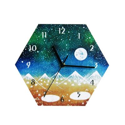 China Customized Antique Style Design Wooden Colorful Printing Bamboo Wall Clock for sale