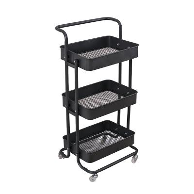 China Sustainable Kitchen Trolley  Wholesale Movable Kitchen High Quality Metal Kitchen Storage Rack Shelf for sale