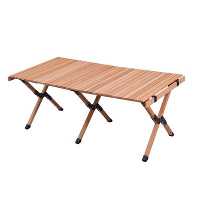 China Modern Outdoor  Beech Rolling Portable Folding Mini Camping Table for sale