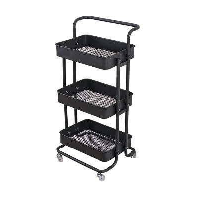 China Stoage Multi-scene 3 Layers Metal Mobile Storage Rack Bathroom 3 Tier Storage Cart Organizer Utility litchen Trolley for sale