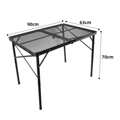 China Farmhouse Light Adjustable height Iron Mesh Tabletop Bbq Table Outdoors Folding Table Portable for sale