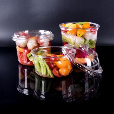 China Food Grade Material DOUBLE WALL Disposable Plastic Grocery Cups Container With Lid for sale