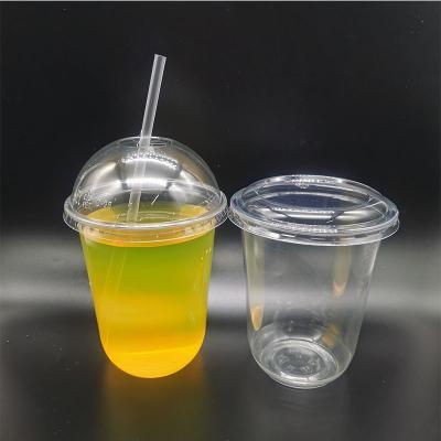 China Wholesale Biodegradable Custom Disposable Bubble Juice Tea Clear Stocked Reusable Plastic Cups Eco Friendly Disposable Plastic Cups With Dome Lid Cover And Straw for sale