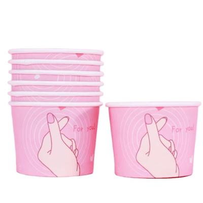 China Recycled Materials Factory Supply Disposable Ice Cream Paper Cups With Logo Printed for sale