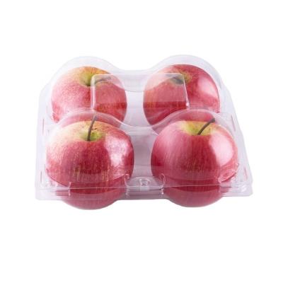 China Disposable Foldable Clear Blister Plastic Apple Fruit Packaging Clamshell With 4 Cells for sale