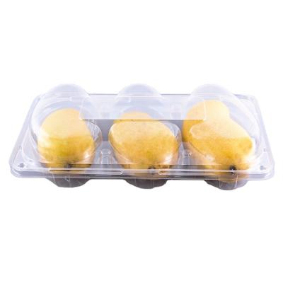 China Recycled Materials Mango Shape Plastic Container Fruit Box For 3 Pcs for sale