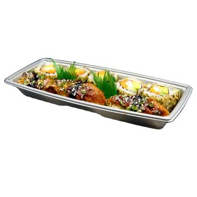 China Clamshell And Customized Series Rectangle Type Disposable Takeout Sushi Tray With Clear Transparent Lid for sale