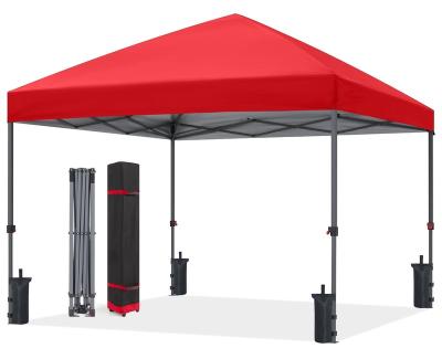 China Healthcare Institutes Outdoor Steel Advertising Logo Trade Show Event Straight Leg Instant Durable Easy Pop up Red Gazebos Canopy Tent 10x10 for sale