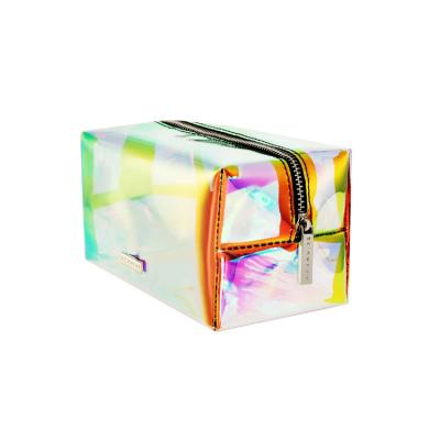 China New Fashion Women Fashion Portable Holographic Laser Colored Transparent PVC Cosmetic Bag for sale