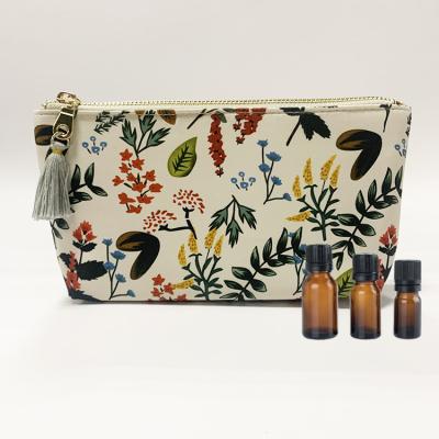 China Vintage 10-Bottle Cotton Soft Essential Oils Carrying Bag For Traveling Printing Essential Oil Bag Pouch Bag For Oil for sale