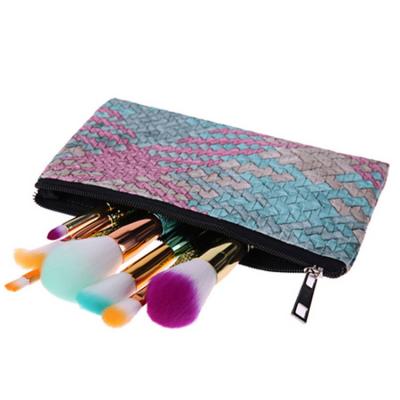 China Japan Style New Arrival Weave Makeup Brush Case Bag Cosmetic Brushes Holder for sale