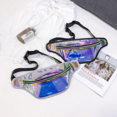 China Hot Selling Water Proof PVC Mini Clear Waist Bag Holographic Laser Fanny Pack Travel Phone Purse For Women for sale