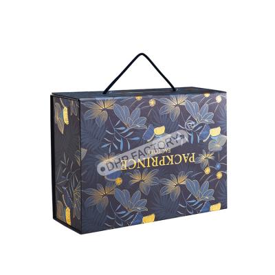 China Large Foldable Gift Boxes Custom Design No Magnets With Handle for sale