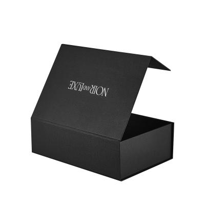 China OEM ODM Folding Cardboard Boxes Luxury Magnetic Boxes Black Textured Paper Packaging for sale