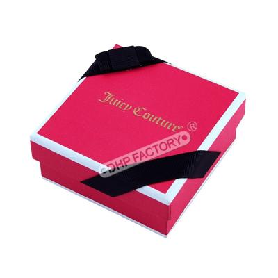 China Cajas de joyería de papel personalizadas de 2 piezas Cajas de joyería de cartón con cinta negra en venta