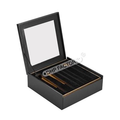 China Matte Black Rigid Gift Box Lamination Rigid Paper Boxes With Gold Foil Logo for sale