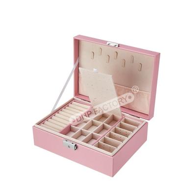 China Chic Leather Large Jewelry Box Packaging With Dividers For Rings Earrings for sale