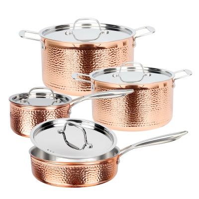 China Viable Maker Kitchen Cooking Pots and Filters 3-Layer Stainless Steel-Copper Nonstick Cookware Filters Pot Set for sale