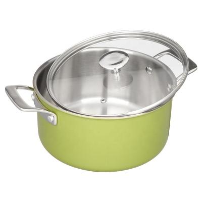 China Sustainable Kitchen Stock Wholesale Items Triple Pot Stainless Steel Milk And Soup Cooking Pot With Color Coating for sale