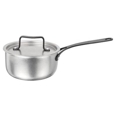 China New Design Sustainable Kitchenware Cooking Pots And Pans Snow Silver Sauce Pan Milk Pot Triple Surface Stainless Steel for sale